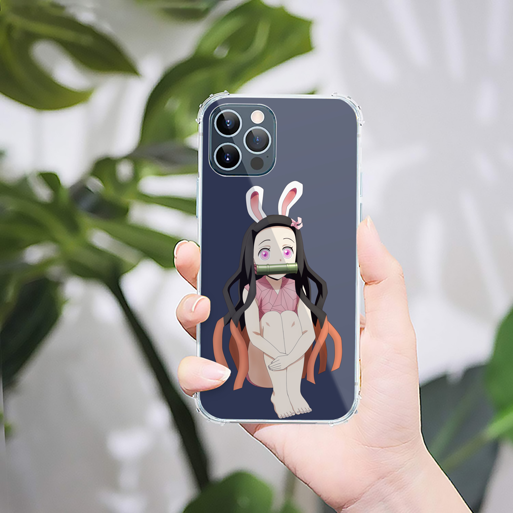 （画像用） 鬼滅の刃（きめつのやいば）竈門 禰󠄀豆子／かまど ねずこ Kamado Nezuko 【iPhone 12シリーズ対応】透明スマホケース（クリアソフトケース）